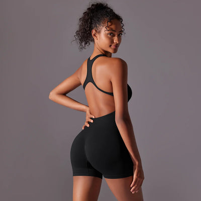 Backless Fitness Bodysuit – Sleeveless Yoga Jumpsuit