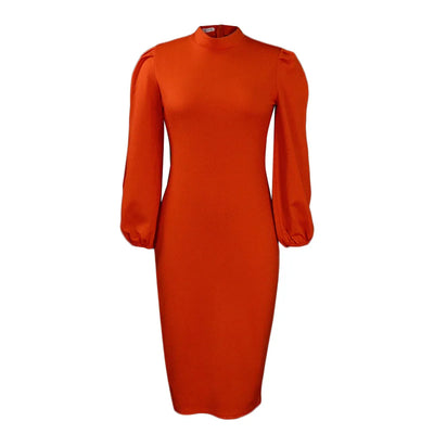 Formal Sheath Midi Dress – African O-Neck Business Style