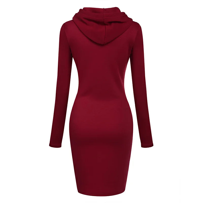 Hooded Sweatshirt Dress – Casual Pocket Mini Style