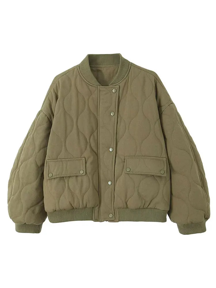 Quilted Grey Cotton Casual Jacket