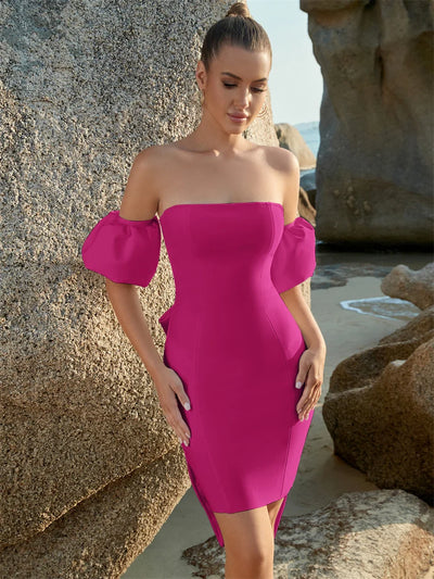 Purple Off-Shoulder Bodycon Mini Dress – Party Night Style
