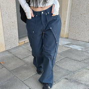 Korean Patchwork Baggy Cargo Jeans