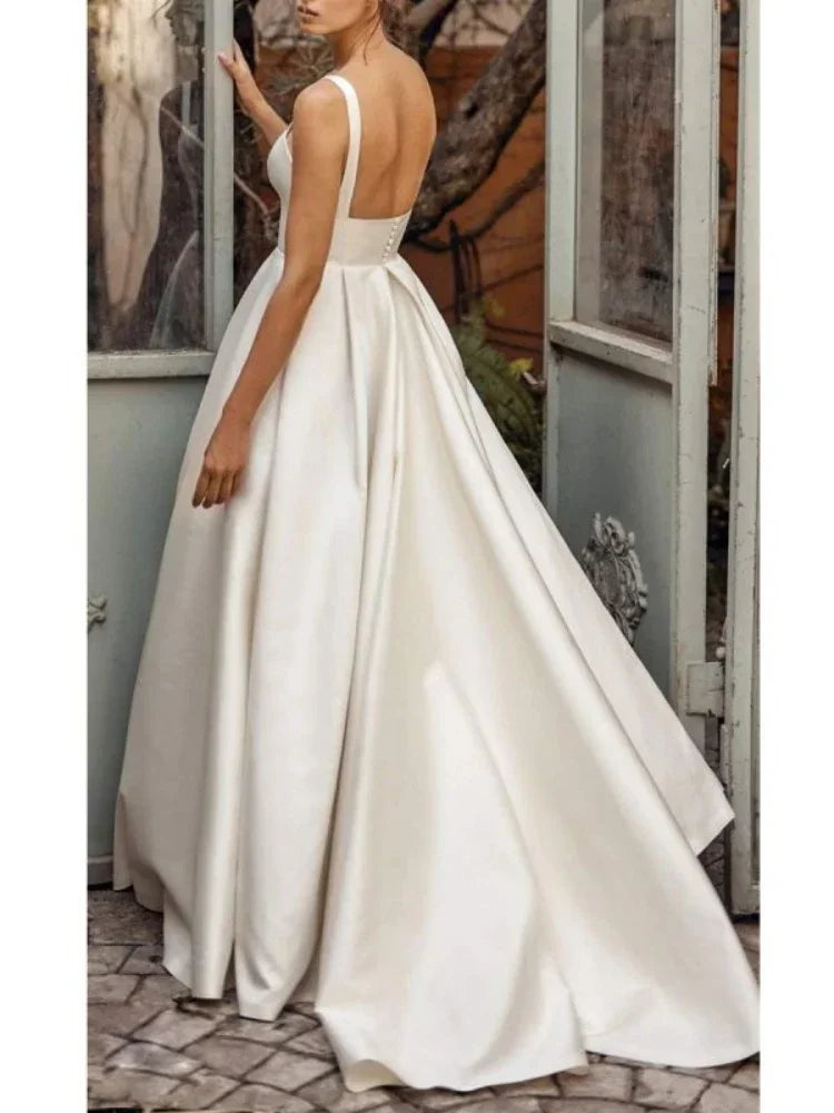 Elegant Long Evening Gown – Prom & Wedding Dress (2025 Custom Fit)