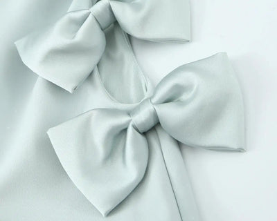 Off-Shoulder Hollow-Out Bow Midi Dress – Summer Party Style
