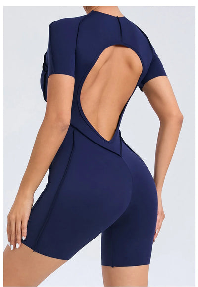 Backless Scrunch Jumpsuit – Women’s Fitness Yoga Romper