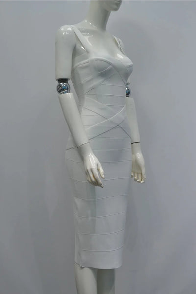 2024 Bandage Bodycon Midi Dress – Royal Spaghetti Strap Party Style