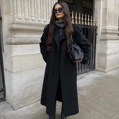 Wool Blend Coat – Elegant Belted Winter Wear