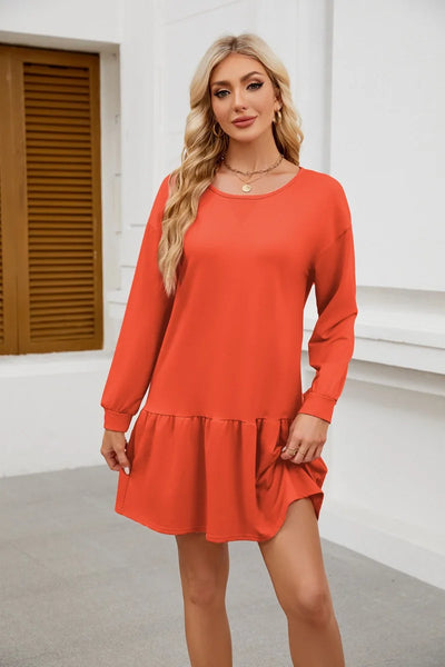 Sweater Bodycon Dress – Solid Round Neck Autumn Look