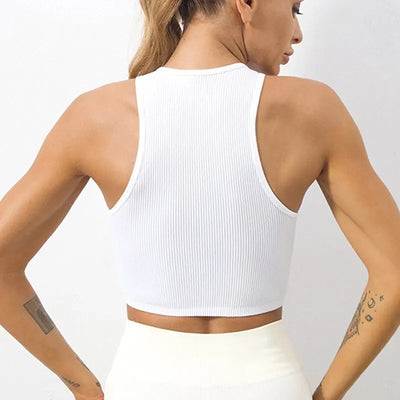 Seamless Ribbed Crop Tank – Breathable Workout Top