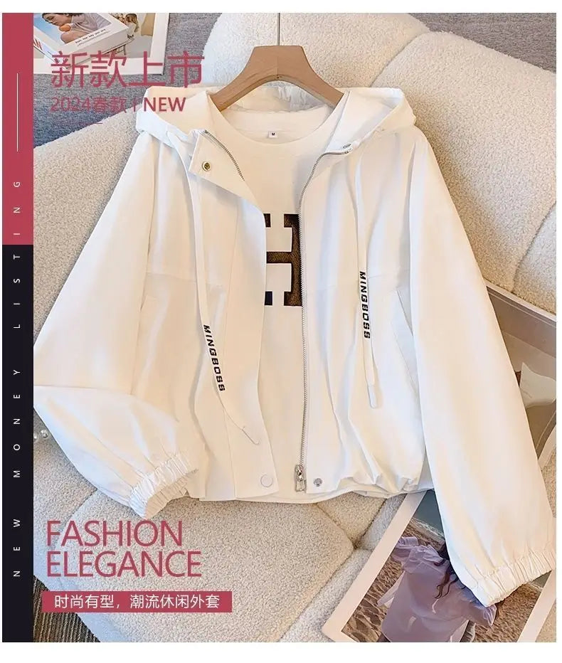 Hooded Zipper Jacket – Women’s Loose Fit