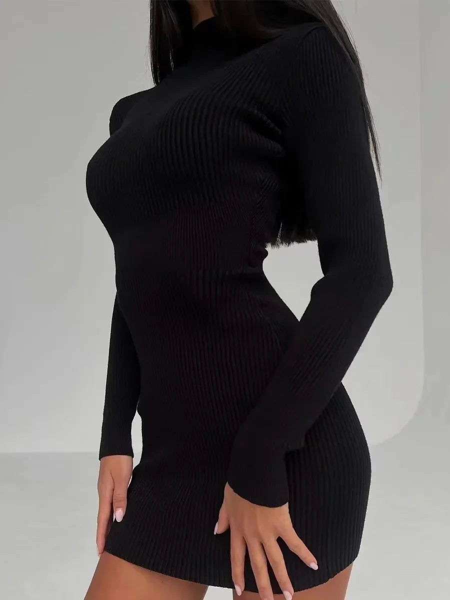 New Knitted Turtleneck Dress