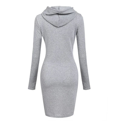 Hooded Sweatshirt Dress – Casual Pocket Mini Style