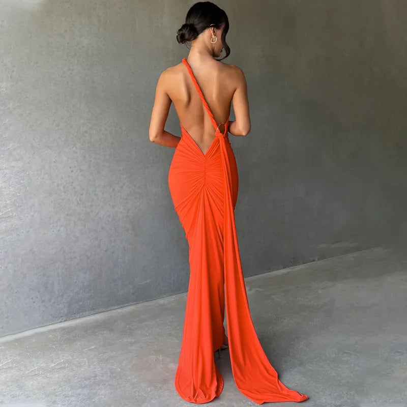 Elegant One Shoulder Maxi Dress