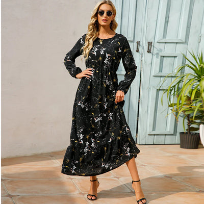 Bohemian Floral Maxi Dress – High Waist Chiffon Look