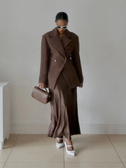 Casual Brown Lapel Pocket Jacket