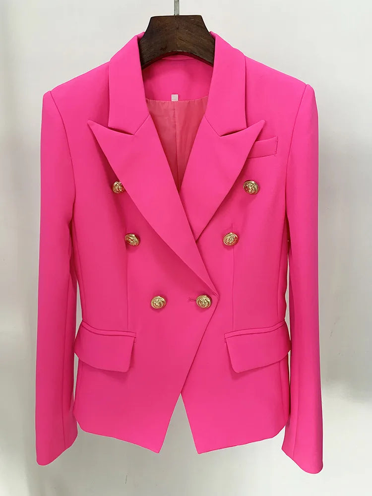 Pink Slim Blazer – Women’s Double Breasted
