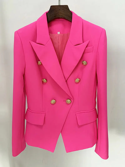 Pink Slim Blazer – Women’s Double Breasted