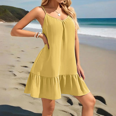 Spaghetti Strap Ruffle Dress – Sleeveless Beach Look