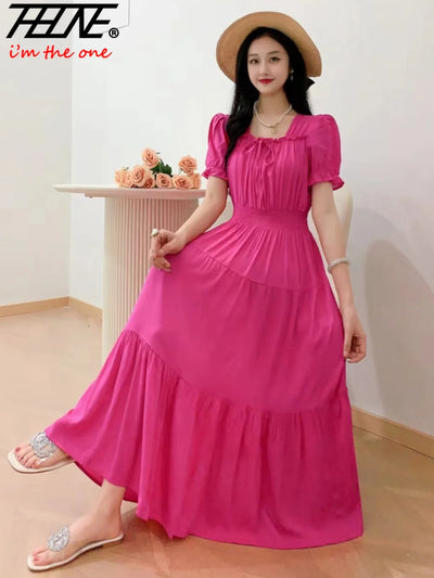 Boho Cotton Maxi Dress – Korean Vintage Holiday Look