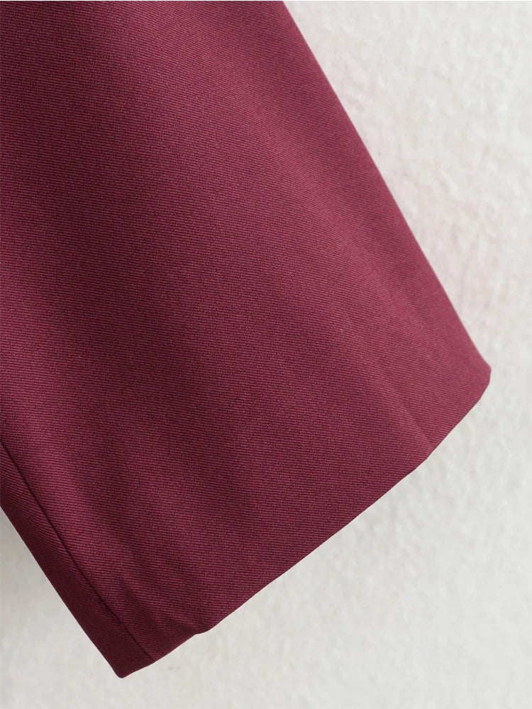 Burgundy Long Blazer – Women’s Formal Jacket