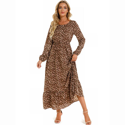 Bohemian Floral Maxi Dress – High Waist Chiffon Look