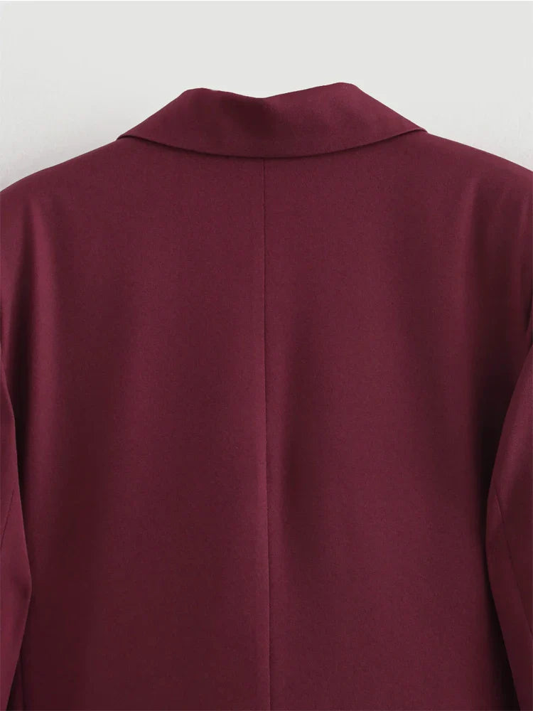 Burgundy Long Blazer – Women’s Formal Jacket