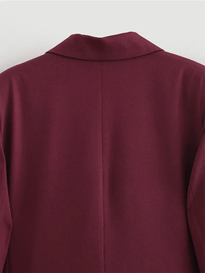 Burgundy Long Blazer – Women’s Formal Jacket