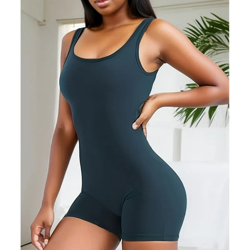 Seamless Hollow Out Bodysuit – Backless Square Neck Sports Fit