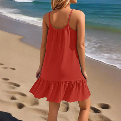 Spaghetti Strap Ruffle Dress – Sleeveless Beach Look