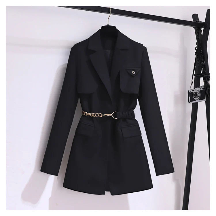 Korean Style Blazer – Women’s Lace-Up Jacket
