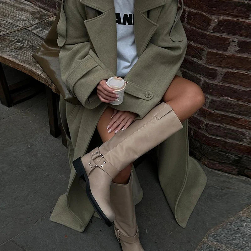 Wool Blend Coat – Elegant Belted Winter Wear