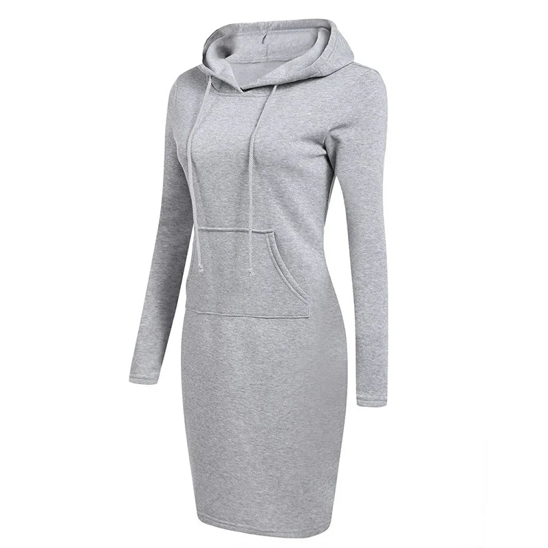 Hooded Sweatshirt Dress – Casual Pocket Mini Style