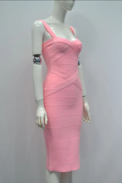 2024 Bandage Bodycon Midi Dress – Royal Spaghetti Strap Party Style