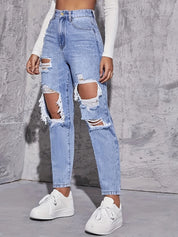 American Retro Hole-punched Jeans