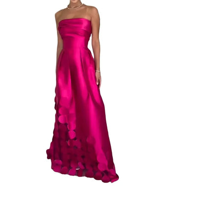 Satin Tube Bodycon Dress – High Waist Splice Evening Style
