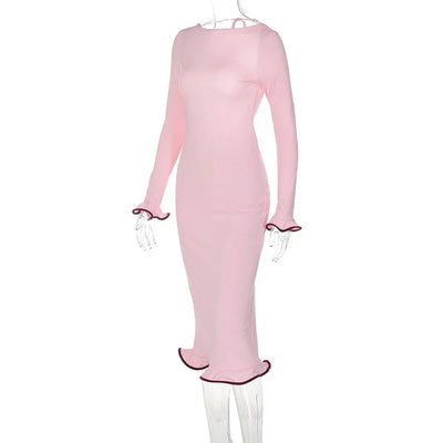 Slim Fit Backless Maxi Dress – Casual Knitted Party Look for Women