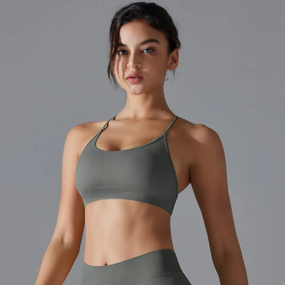 Cross-Back Sports Bra – Padded Yoga Bralette