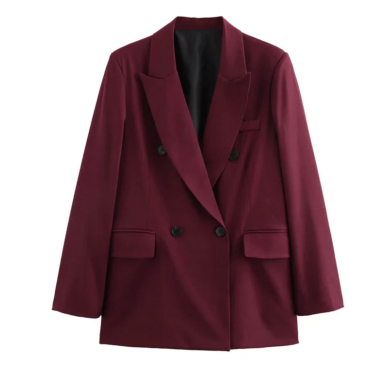 Burgundy Long Blazer – Women’s Formal Jacket