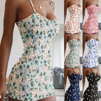 Backless Floral Slip Dress – Strapless Mini Bodycon Party Style