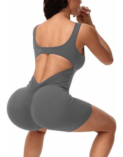 Seamless Hollow Out Bodysuit – Backless Square Neck Sports Fit