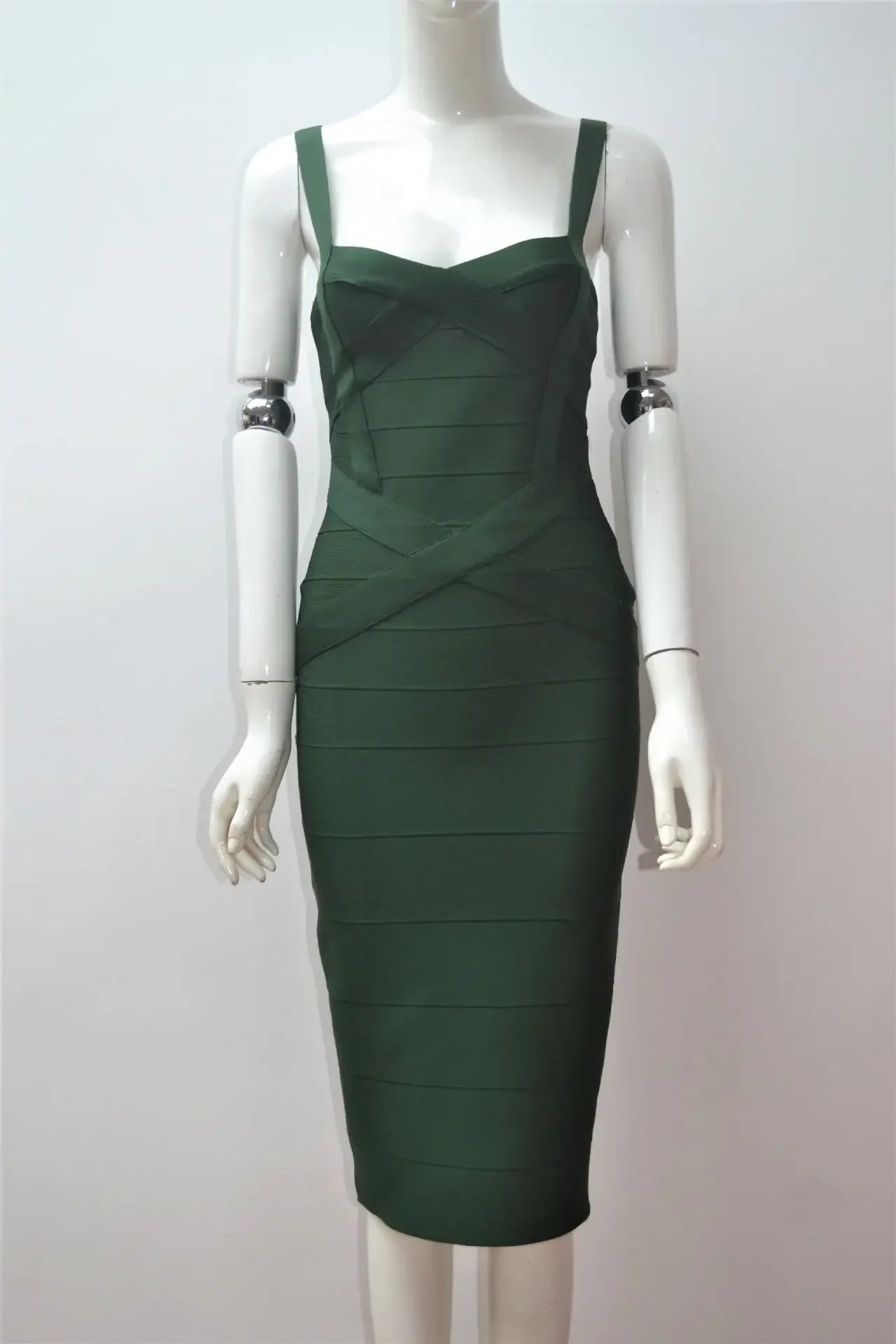 2024 Bandage Bodycon Midi Dress – Royal Spaghetti Strap Party Style