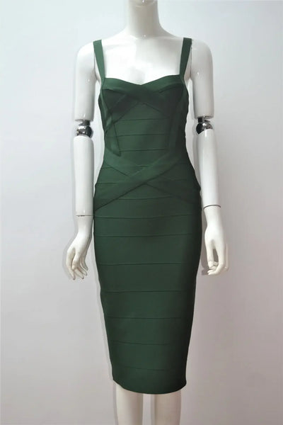 2024 Bandage Bodycon Midi Dress – Royal Spaghetti Strap Party Style