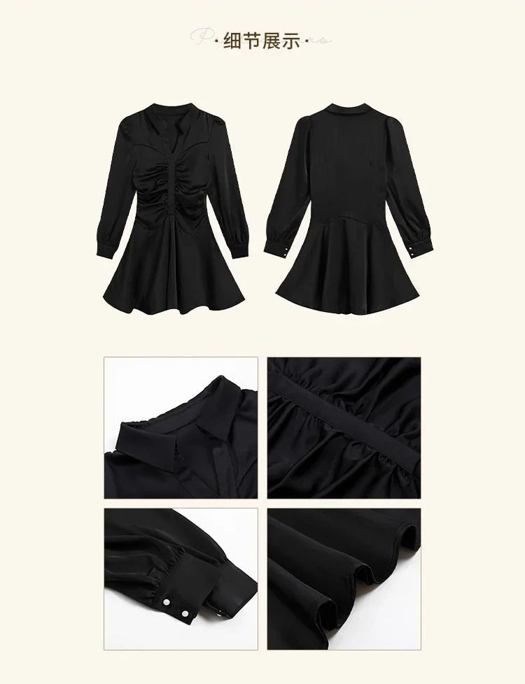 Elegant Long Sleeve Midi Dress – Korean Party Style