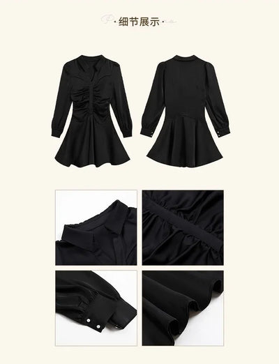Elegant Long Sleeve Midi Dress – Korean Party Style