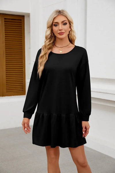 Sweater Bodycon Dress – Solid Round Neck Autumn Look
