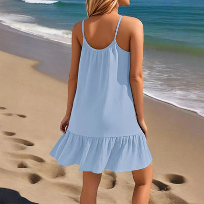 Spaghetti Strap Ruffle Dress – Sleeveless Beach Look