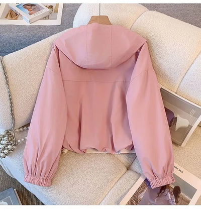Hooded Zipper Jacket – Women’s Loose Fit