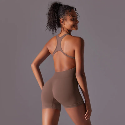 Backless Fitness Bodysuit – Sleeveless Yoga Jumpsuit