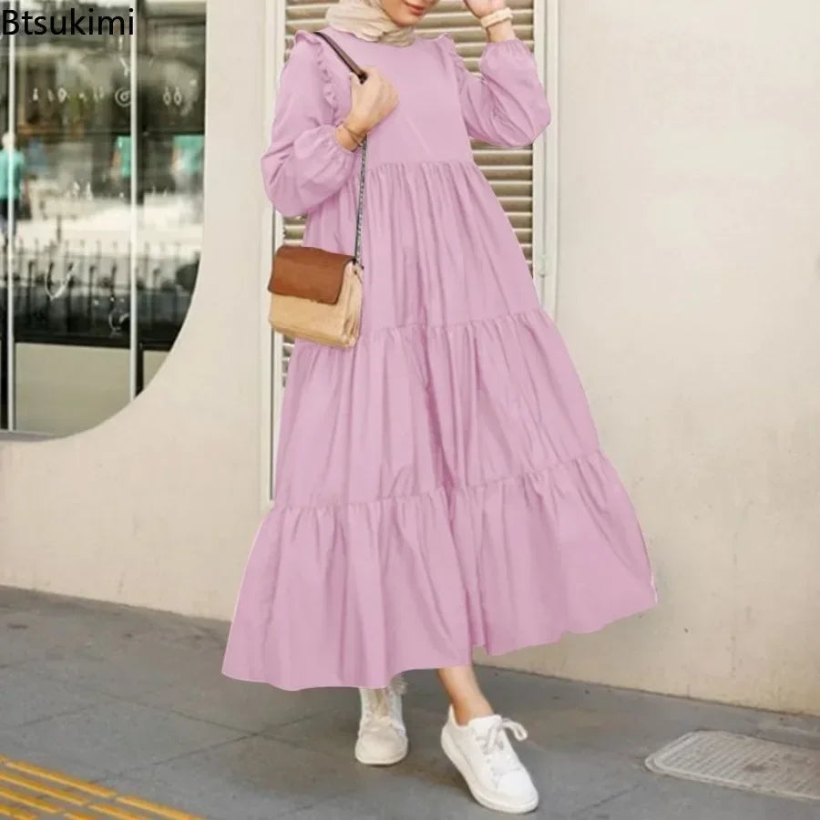 2025 Modest Maxi Dress – Vintage O-Neck Islamic Kaftan Abaya Style