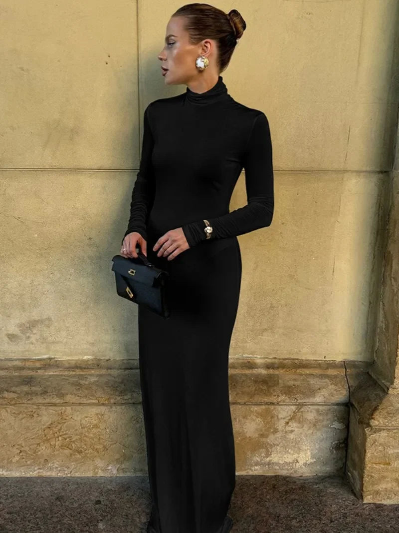 Turtleneck Long Maxi Dress